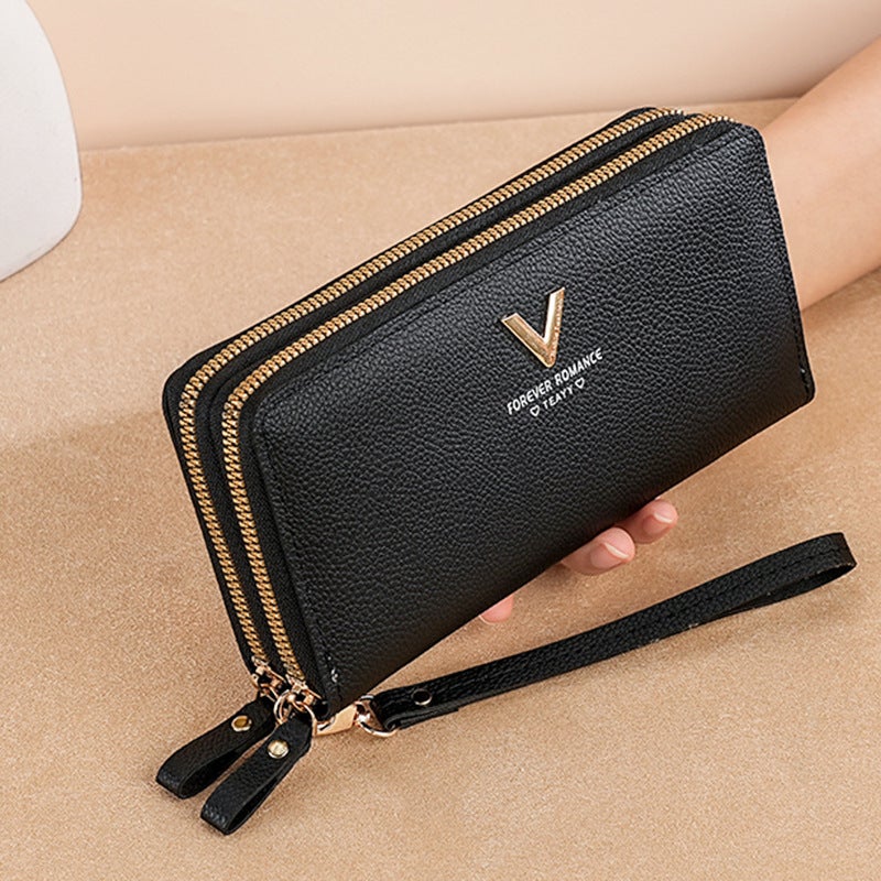 Multifunctional Solid Color PU Leather Wallet, RFID Blocking Design Portable Daily Storage Purse for Cards Cash Coin Business Use - Image 2