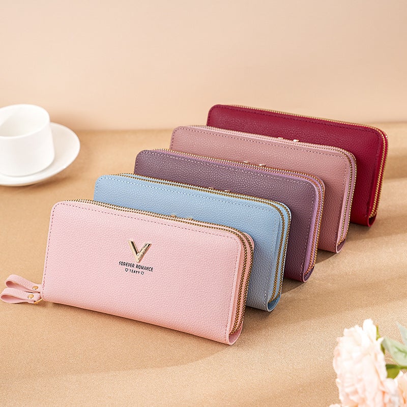 Multifunctional Solid Color PU Leather Wallet, RFID Blocking Design Portable Daily Storage Purse for Cards Cash Coin Business Use - Image 4
