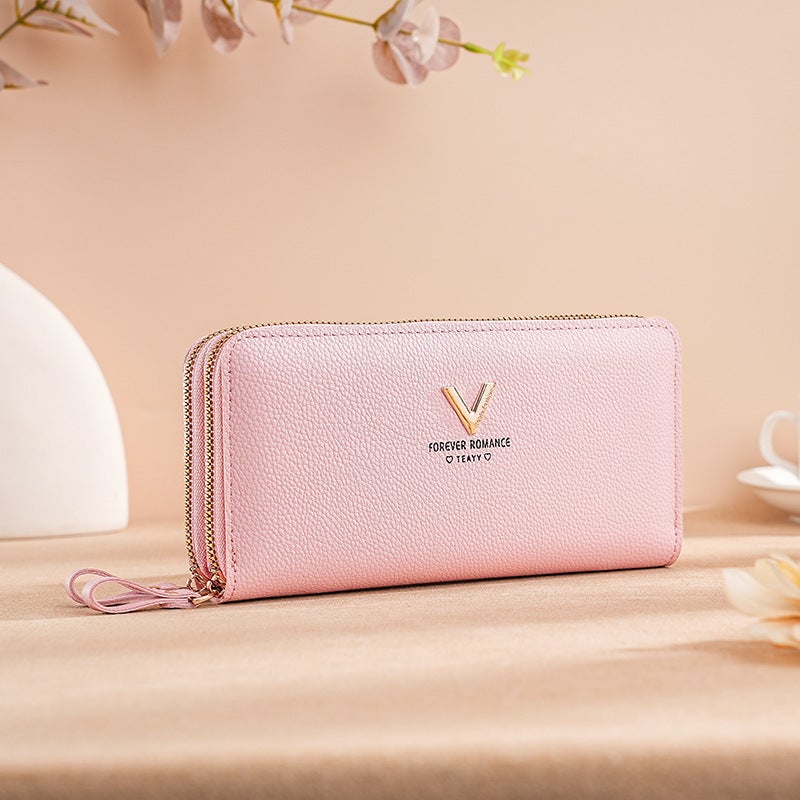 Multifunctional Solid Color PU Leather Wallet, RFID Blocking Design Portable Daily Storage Purse for Cards Cash Coin Business Use - Image 1
