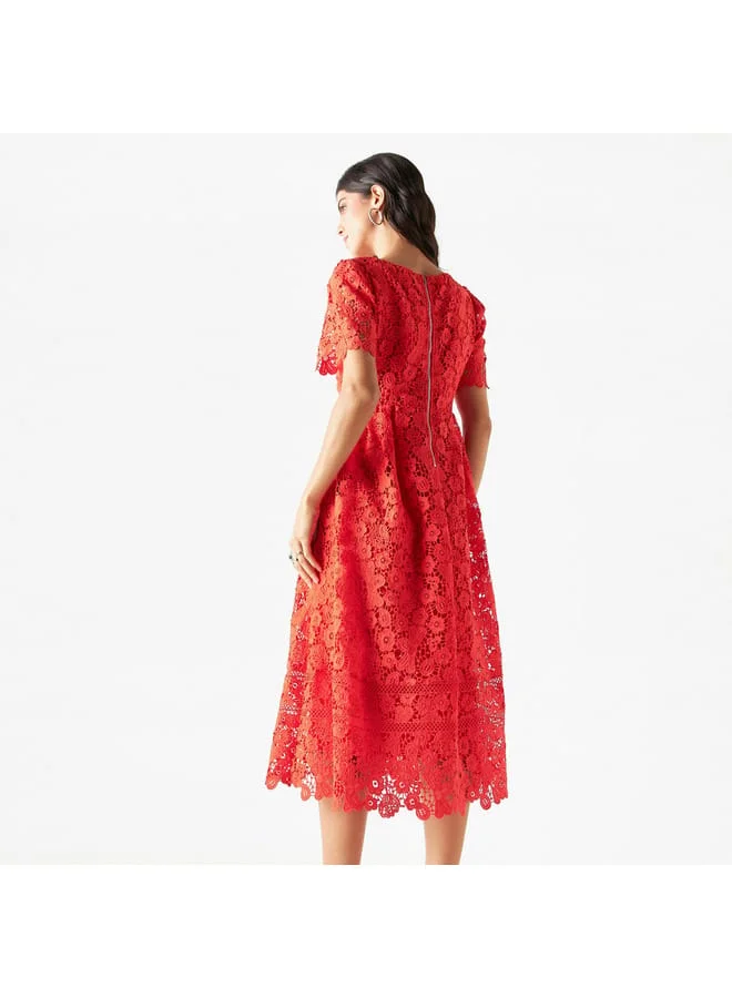 Iconic Floral Lace Midi Dress
