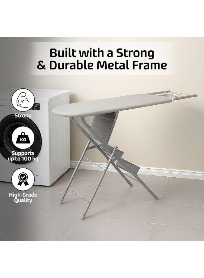 كادي ون لوح كي مبطن بقماش مقاوم للحرارة و سلم من 3 درجات 2 في 1 قابل للطي بإطار ألمنيوم متين متعدد الاستخدامات، سلم معدني يحمل 120 كيلو بأرجل مانعة للانزلاق، طاولة كي بآلية تثبيت آمنه - Image 2