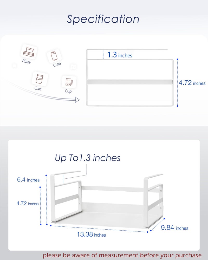 Nxconsu 2Pack Under Shelf Storage Basket Organizer Hanging Holder for Cabinet Pantry Kitchen Cupboard Desk Counter Bookshelf Organization Add-on Space Saver Heavy Duty Slide-in White - Image 2