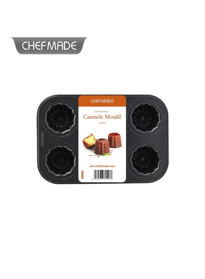 chefmade Black Carbon Steel Canoli Mold 6-Cavity Baking Pan - Image 5