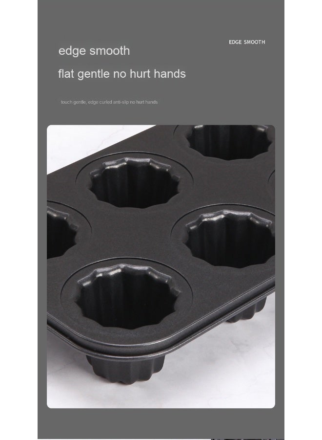chefmade Black Carbon Steel Canoli Mold 6-Cavity Baking Pan - Image 4