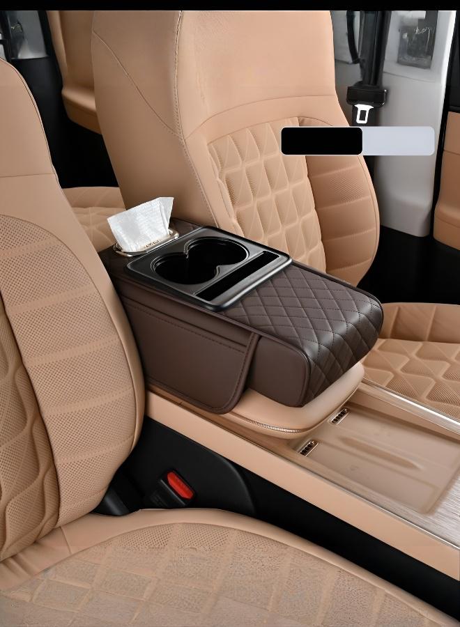 Elevated Car Center Console Armrest Cushion with Cup Holder - Image 1