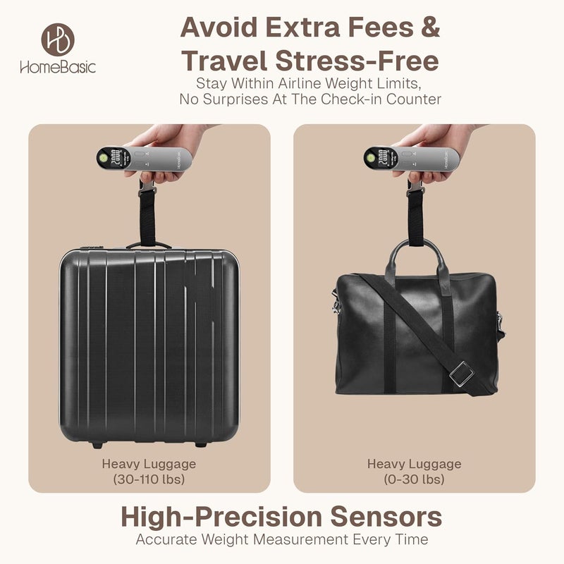 Home Basic ميزان أمتعة إلكتروني محمول رقمي مع حزام خطاف | آلة وزن رقمية مع شاشة LCD | سعة 50 كجم للأمتعة والحقائب، مثالي للسفر، المنزل، استخدام المتاجر (HB-LS100) - Image 3