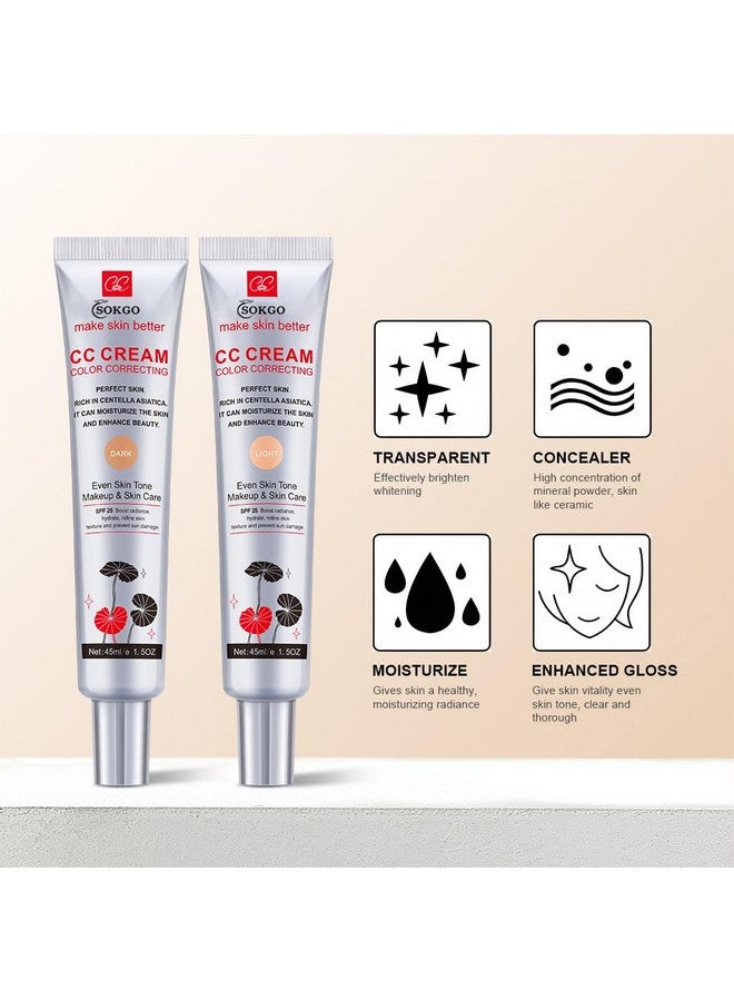 Fovcos Color Correcting CC Cream with SPF 25, Coverage Lightweight Foundation, Hydrating Serum, Even Skin Tone Makeup and Skin Care, Boost Radiance, Refine Skin Texture, Avoid Sun Damage (LightLight, 1PCS) - Image 2