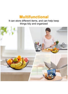 Arabest Kitchen Counter Fruit Bowl, Metal Wavy Wire Fruit Basket with Black Tray for Vegetable Snacks Bread Edible Sweets Table Storage  - Image 5