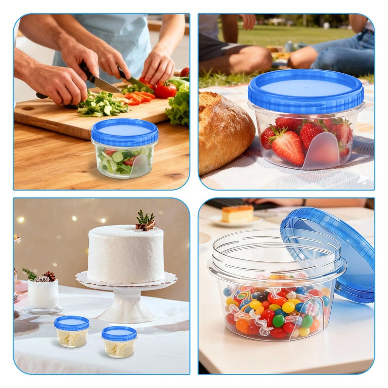 ISUSSER 6 Pack Freezer Containers with Screw On Lids, 12 Oz Stackable Reusable Plastic Storage Container, Airtight Plastic Food Storage Containers with Twist Top Lids for Food Soup Jello Sauce - Image 5