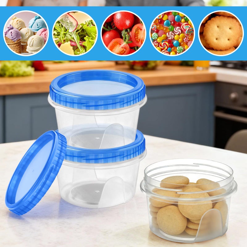 ISUSSER 6 Pack Freezer Containers with Screw On Lids, 12 Oz Stackable Reusable Plastic Storage Container, Airtight Plastic Food Storage Containers with Twist Top Lids for Food Soup Jello Sauce - Image 4