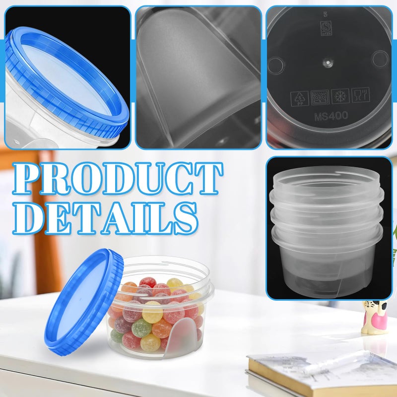 ISUSSER 6 Pack Freezer Containers with Screw On Lids, 12 Oz Stackable Reusable Plastic Storage Container, Airtight Plastic Food Storage Containers with Twist Top Lids for Food Soup Jello Sauce - Image 3