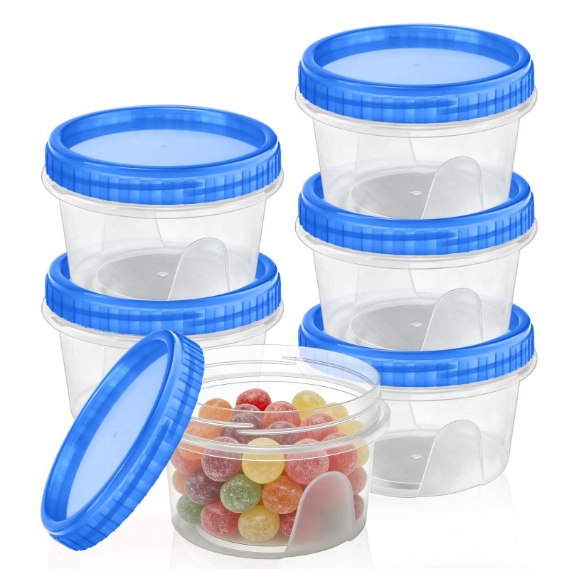 ISUSSER 6 Pack Freezer Containers with Screw On Lids, 12 Oz Stackable Reusable Plastic Storage Container, Airtight Plastic Food Storage Containers with Twist Top Lids for Food Soup Jello Sauce - Image 1