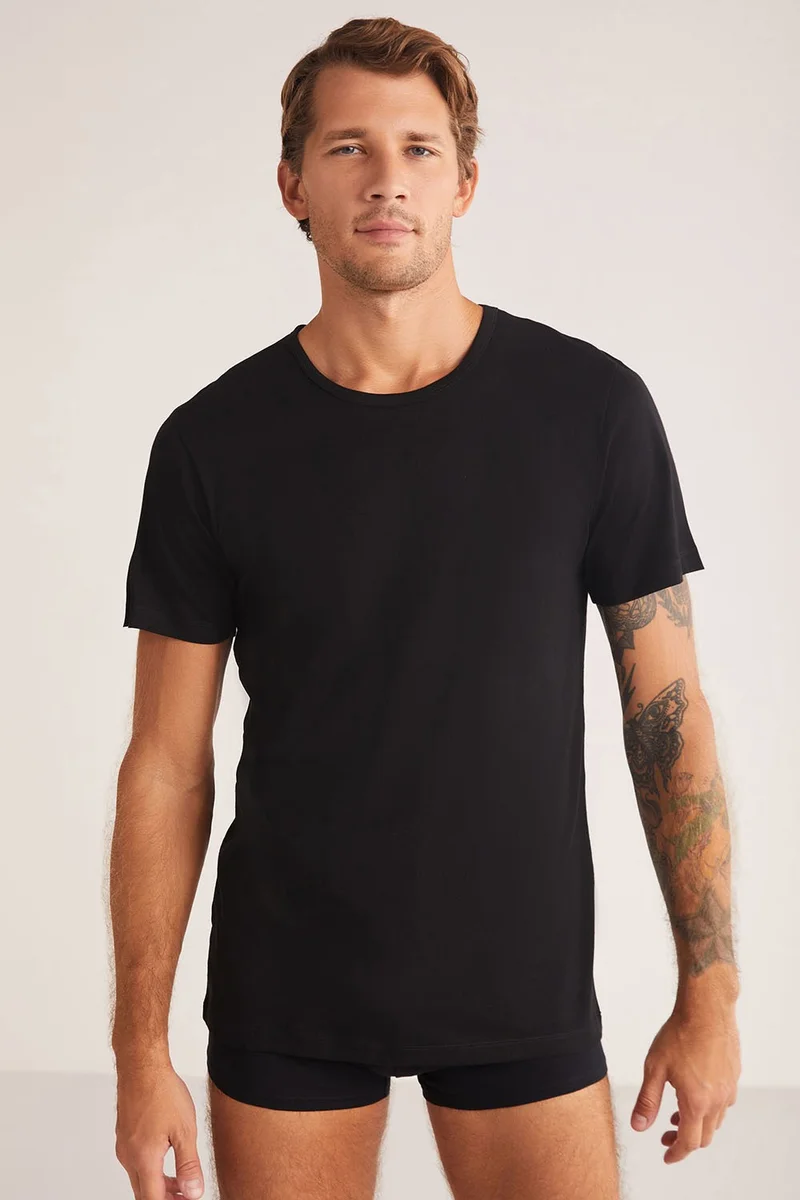 KOM Short Sleeve Koton Modal Men's Undershirt T-Shirt Hulio 2-pack T-Shirt