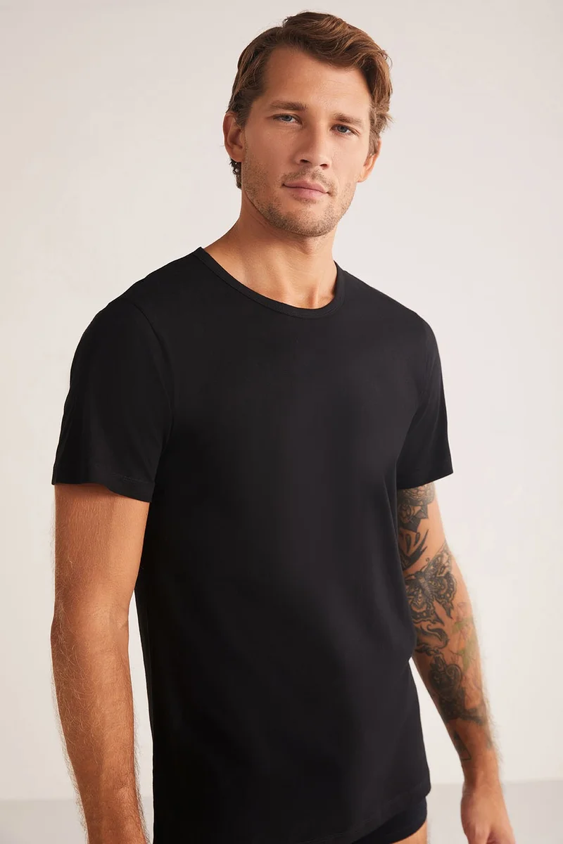 KOM Short Sleeve Koton Modal Men's Undershirt T-Shirt Hulio 2-pack T-Shirt