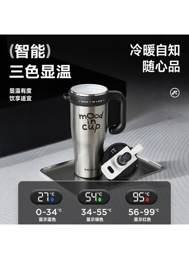 RELEA Wuben Large Capacity Insulated Water Bottle Digital Display Giant Straw Cup High-value Ice Mug Student Cup Birthday Gift - Image 3
