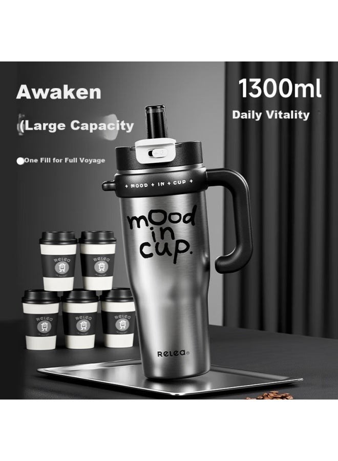 RELEA Wuben Large Capacity Insulated Water Bottle Digital Display Giant Straw Cup High-value Ice Mug Student Cup Birthday Gift - Image 5