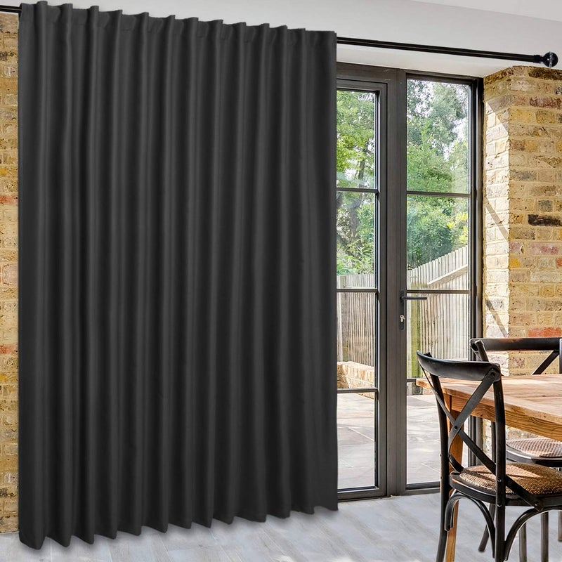 DWCN DWCN Patio Sliding Door Curtains  Extra Wide Curtains for Glass Door Room Divider Blackout Thermal Curtain Panel with Back Tab  Rod Pocket for Bedroom Partition 100 x 108 InchesBlack 