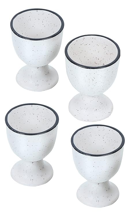 Qimacplus Elevate Your Breakfast Experience Soft Boiled Egg Holder Set Stylish Ceramic Egg Cups Perfect Housewarming Gift Set of 4 (Ivory) - Image 2
