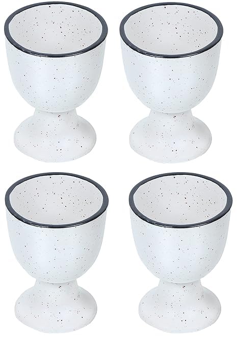 Qimacplus Elevate Your Breakfast Experience Soft Boiled Egg Holder Set Stylish Ceramic Egg Cups Perfect Housewarming Gift Set of 4 (Ivory) - Image 1