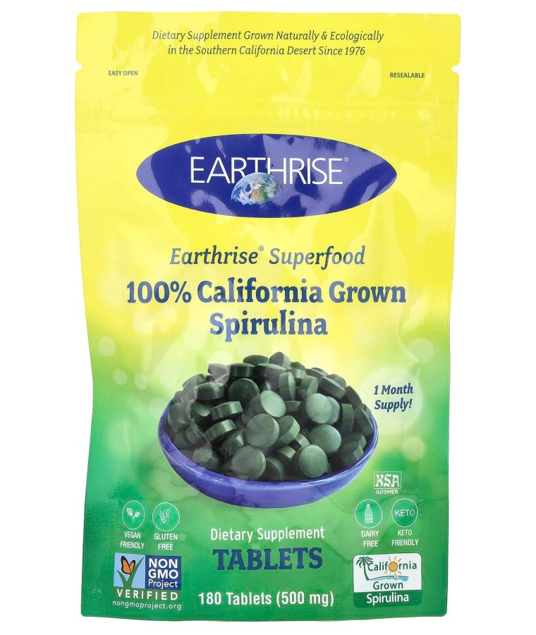 100% California Grown Spirulina 500 mg 180 Tablets