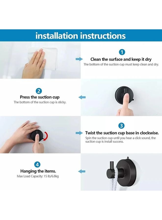 Set of 2 Bright Silvery Stainless Steel Suction Cup Hooks No Drilling Damage Free Towel Hooks - Image 5