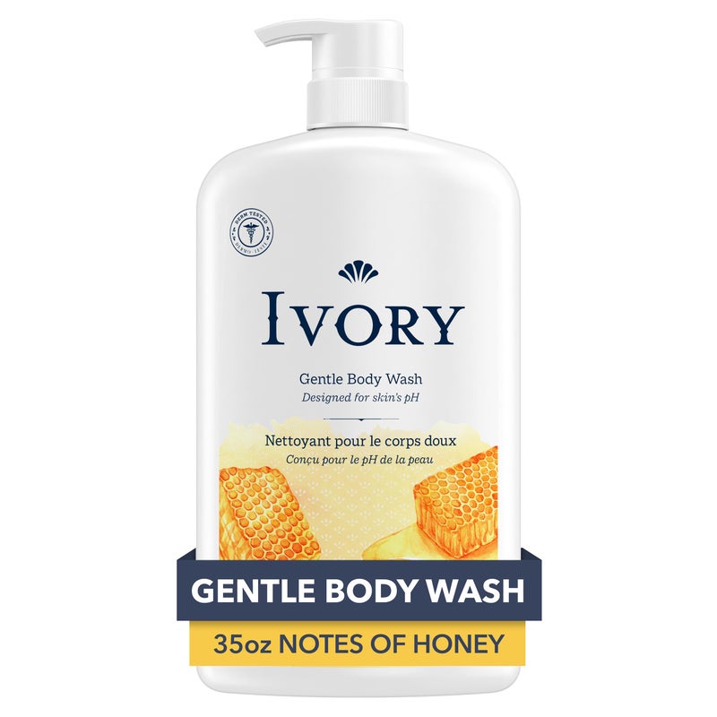 Ivory Body Wash Gentle, Free of dyes, parabens, and phthalates, Honey Scent, 35 oz - Image 1