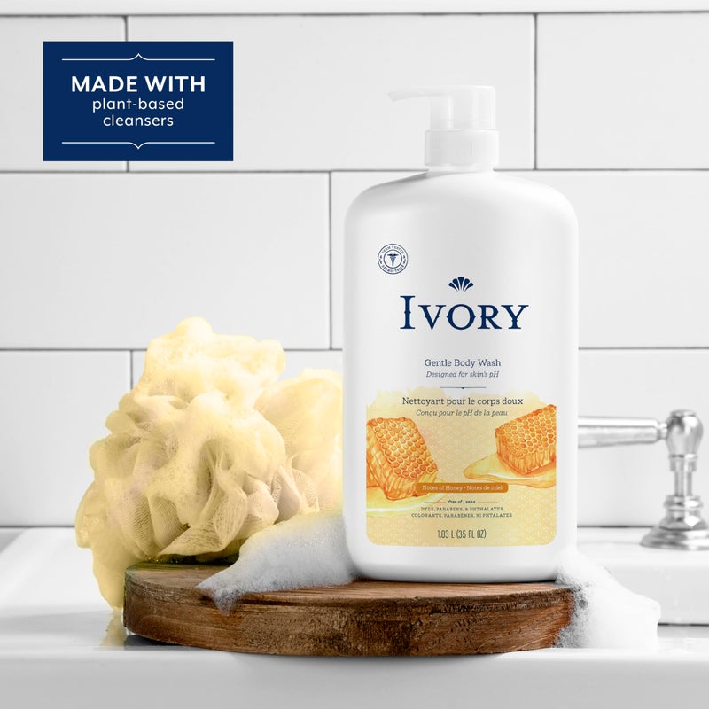 Ivory Body Wash Gentle, Free of dyes, parabens, and phthalates, Honey Scent, 35 oz - Image 4