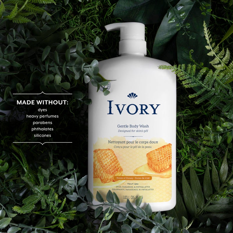Ivory Body Wash Gentle, Free of dyes, parabens, and phthalates, Honey Scent, 35 oz - Image 2