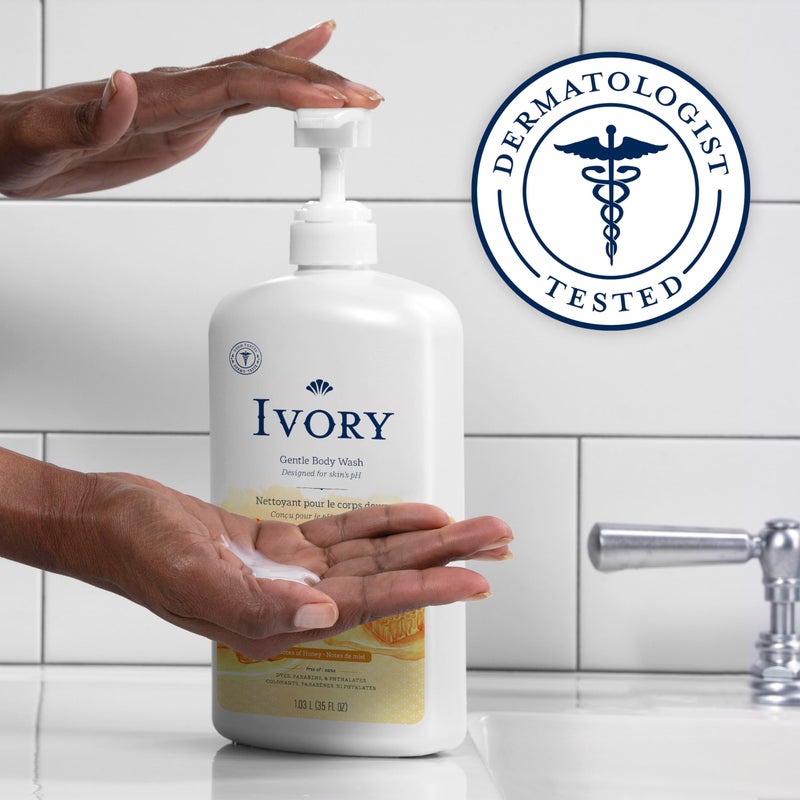 Ivory Body Wash Gentle, Free of dyes, parabens, and phthalates, Honey Scent, 35 oz - Image 3