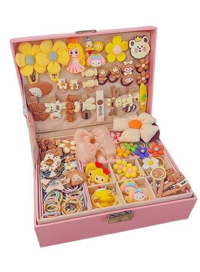 طقم إكسسوارات شعر للبنات 159 قطعة مع صندوق هدايا - مشابك شعر كرتونية، أربطة شعر ملونة، توك مطاطية، دبابيس فواكه وحيوانات لطيفة، هدية عيد ميلاد للبنات الصغيرات - Image 1