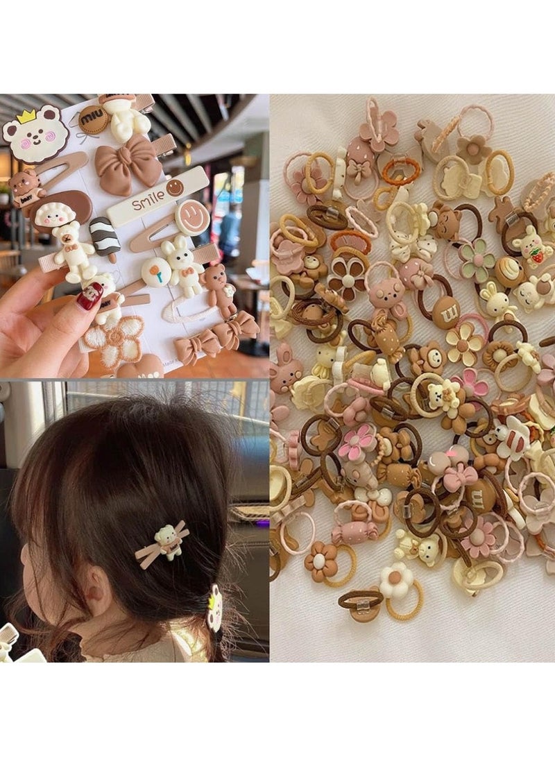 طقم إكسسوارات شعر للبنات 159 قطعة مع صندوق هدايا - مشابك شعر كرتونية، أربطة شعر ملونة، توك مطاطية، دبابيس فواكه وحيوانات لطيفة، هدية عيد ميلاد للبنات الصغيرات - Image 2