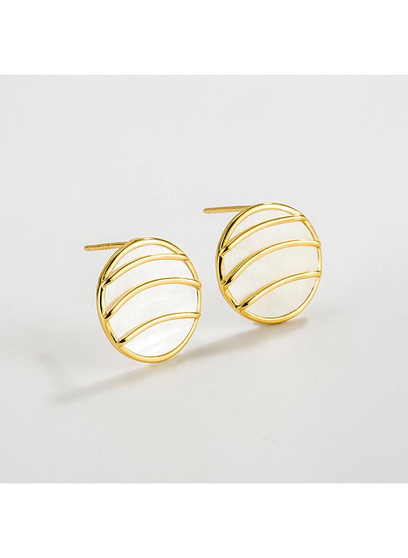 Y&D 18K Gold Round Hollow Fritillaria Earrings For Women  - Image 2