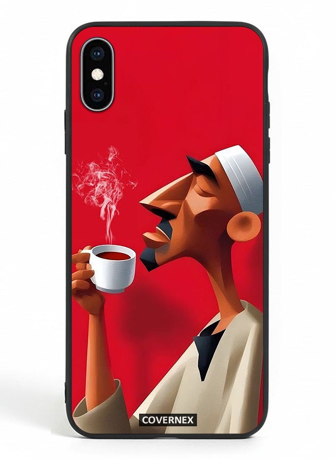 Covernex Apple iPhone X Protective Case Cover Printed Featuring Abstract Artistic Man Savouring Morning Coffee - Image 2