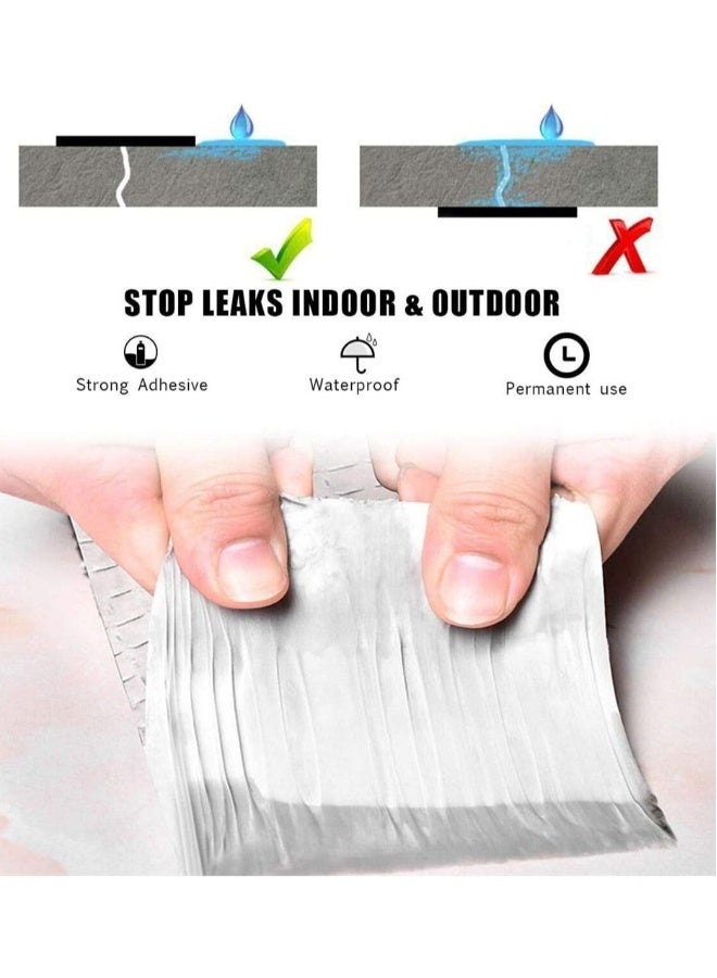 Generic Aluminum Foil Butyl Tape Professional Super Waterproof Sealing Self Adhesive Adhesive Tape Kitchen and Bathroom House Roof Mending Materials for Pipes Patch Holes (1 Roll)  - Image 3