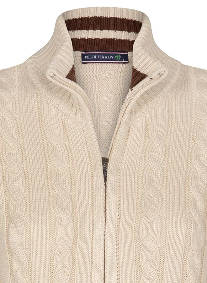 FELIX HARDY Beige Cable Knit Cardigan for Women | Best Price UAE