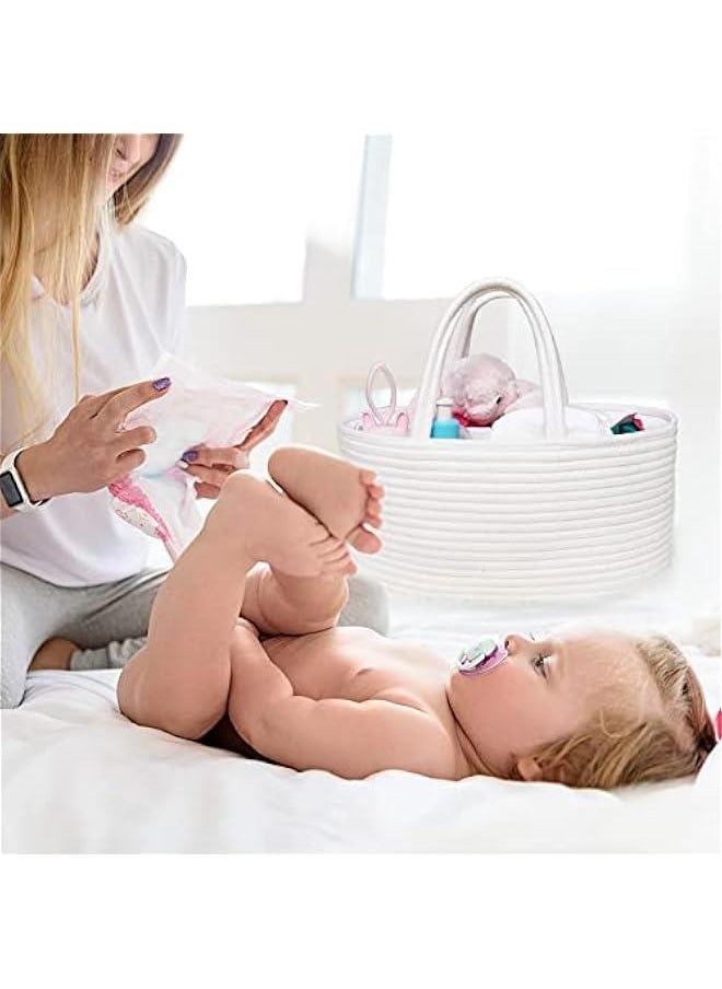 Gonice Baby Diaper Caddy, Nursery Storage Bin and Car Organizer for Diapers Wipes, Cotton Rope Basket Changing Table Caddy  - Image 2