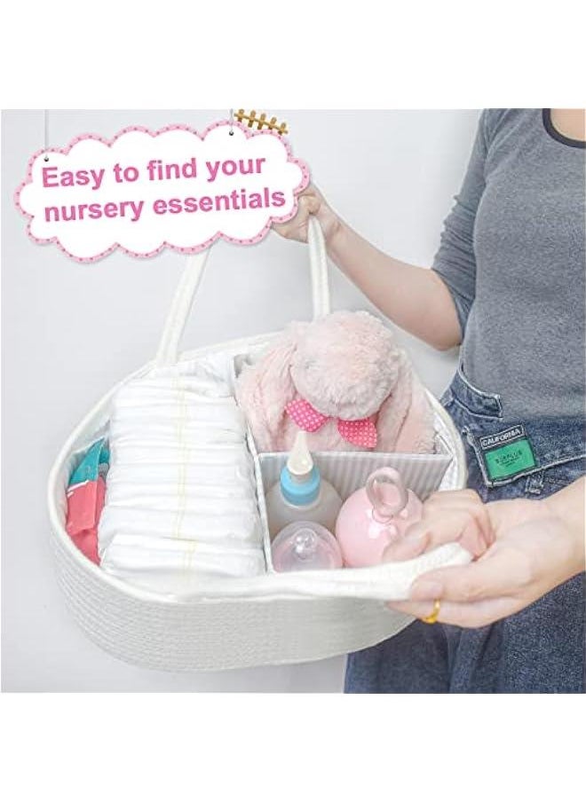 Gonice Baby Diaper Caddy, Nursery Storage Bin and Car Organizer for Diapers Wipes, Cotton Rope Basket Changing Table Caddy  - Image 4