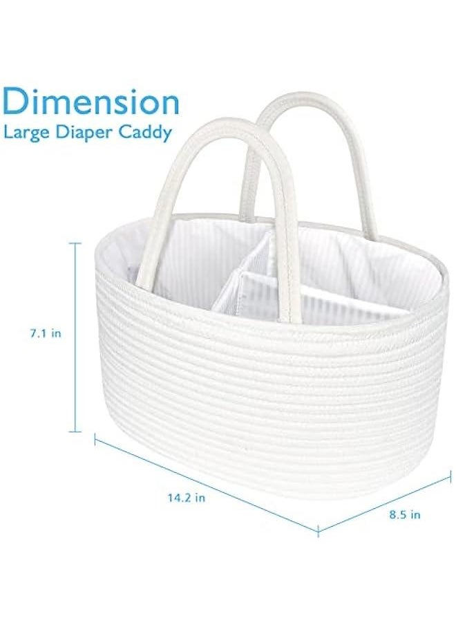 Gonice Baby Diaper Caddy, Nursery Storage Bin and Car Organizer for Diapers Wipes, Cotton Rope Basket Changing Table Caddy  - Image 5