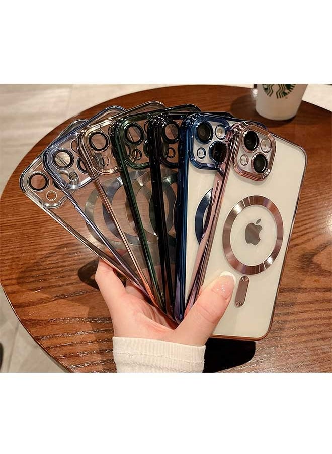 Ocean - iPhone 15 Plus Electroplated Case (Blue/Clear), Camera Lens Full Protection, Compatible with MagSafe Wireless Charging, Shockproof Soft TPU Dust-Proof Slim Phone iPhone 15 Plus Cover 6.7 Inch - Image 1