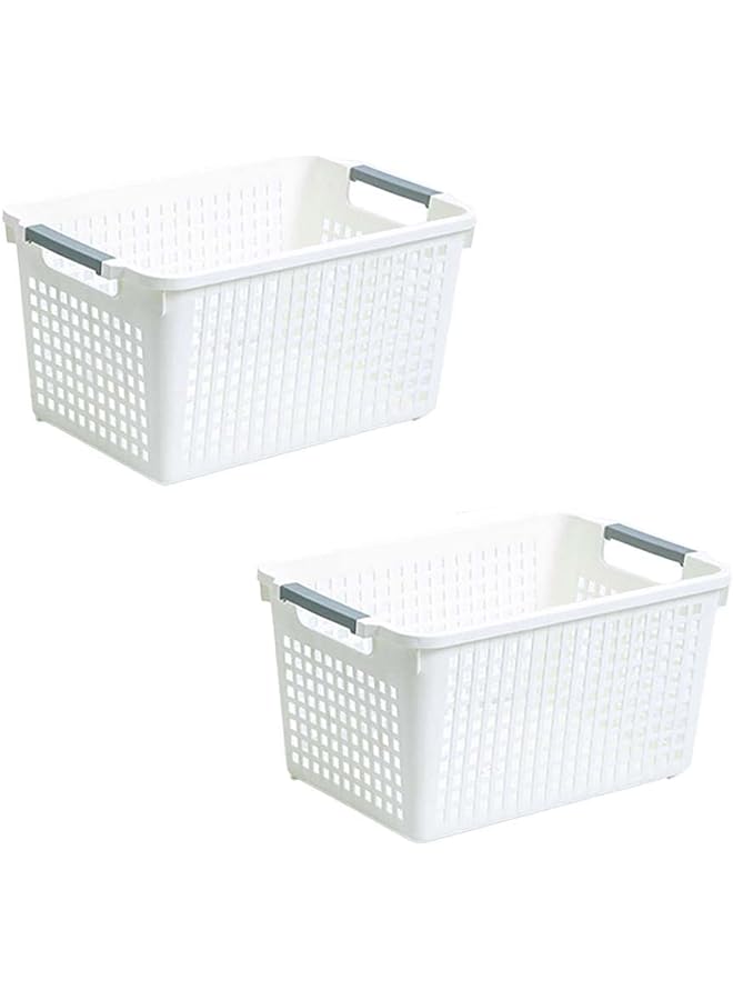 راكسوم الصفحة الرئيسية - عبوتين - سلة بيضاء لتخزين خزانة الملابس (متوسطة، بيضاء) - Image 1