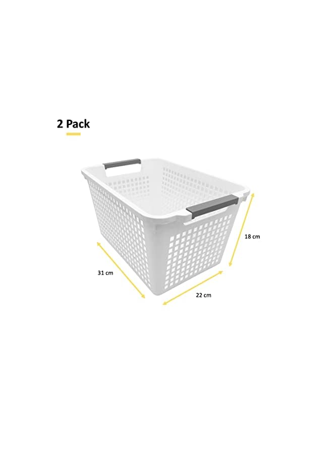 راكسوم الصفحة الرئيسية - عبوتين - سلة بيضاء لتخزين خزانة الملابس (متوسطة، بيضاء) - Image 3