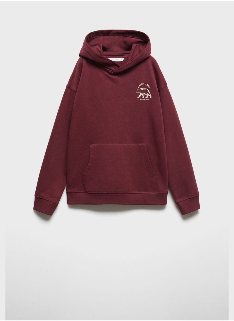 MANGO - Kids Text Print Hoodie - Image 1
