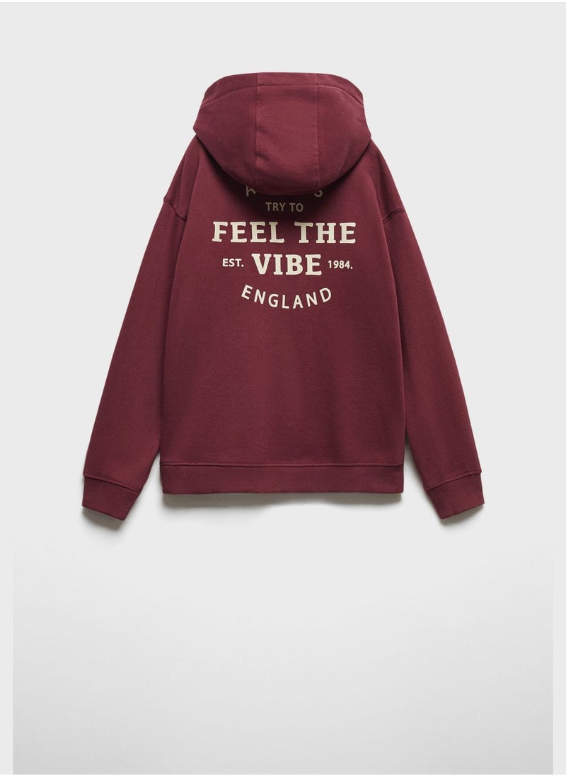 MANGO - Kids Text Print Hoodie - Image 1