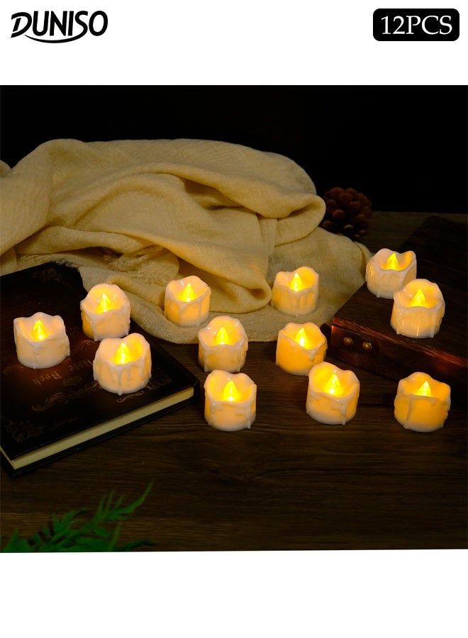 DUNISO 12 Pack LED Candles Light Flameless Candle Lights Battery Operated Bright Simulated Candle Lights Moving Electric LED Fake Candle Light Set for Festival Celebration, Home Decor, Wedding, Table Decor， Party  - Image 1
