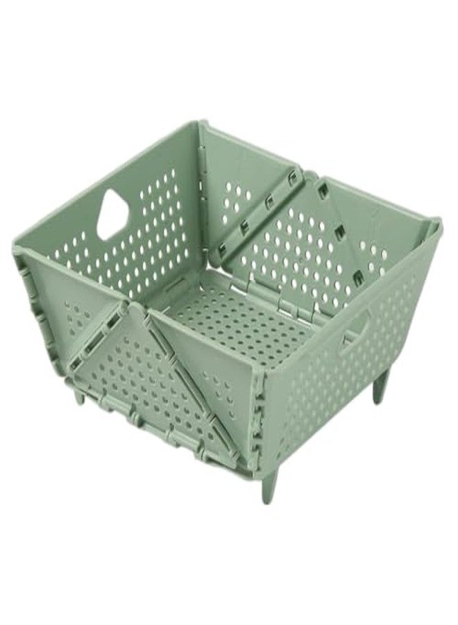 JUICIQ Collapsible Storage Basket, Foldable Plastic Organizer Bin with Ventilated Design – Stackable Storage Crate with Handles for Kitchen, Pantry, Office, and Bathroom (Light Grey) - Image 1