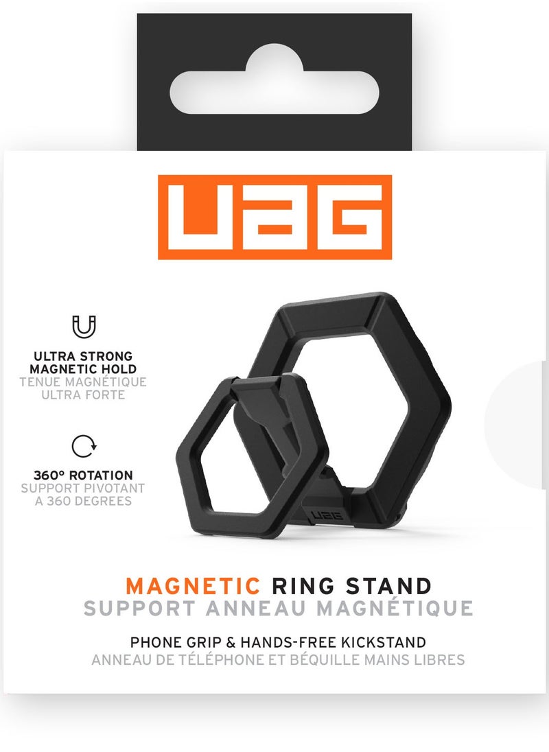 Urban Armor Gear - UAG MagSafe Ring Grip Stand Magnetic Phone Holder Grip with 360 Degree Rotation Adjustable Kickstand for iPhone 15 / 14/13/12 series and MagSafe Compatible Case - Black - Image 1