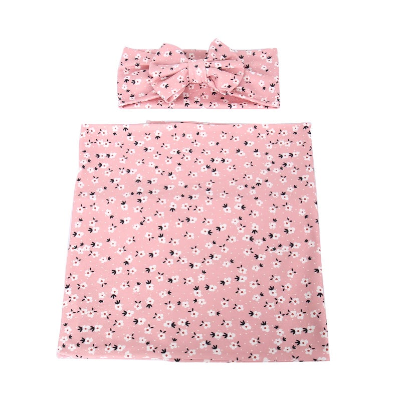 Galabloomer Receiving Blanket Headband Set Flower Print Baby Swaddle Blankets - Image 5