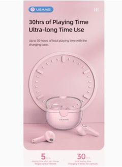 Usams Bluetooth Earbuds, True Wireless, Charging Case, HiFi Quality Sound, Water Resistant TWS Earbuds Pink  - Image 5