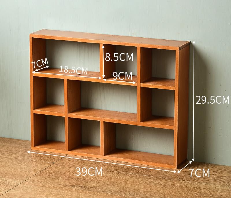 AZOFIA Shadow Box Display Shelf, Wall Mounted Wooden Hanging Display Shelf Floating Shelf Perfect for Little Figurines, Multi-Slot Wall Collection Freestanding Farmhouse Decor Display Case (Style I, Brown) - Image 2