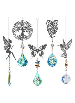 Y&D Crystal Suncatchers with Prisms Hanging, Sun Catcher Decor Indoor Rainbow Maker Ornament Owl Hummingbird Butterfly Prism Suncatchers, Wind Chime Windows Garden Decorations Pack of 5  - Image 1